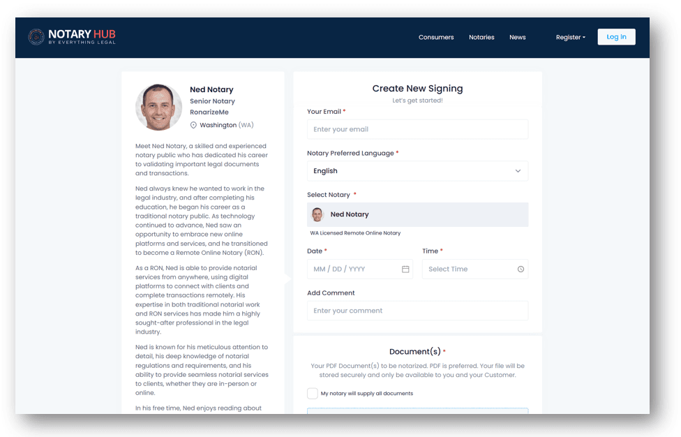 Notary Hub Storefront Feature